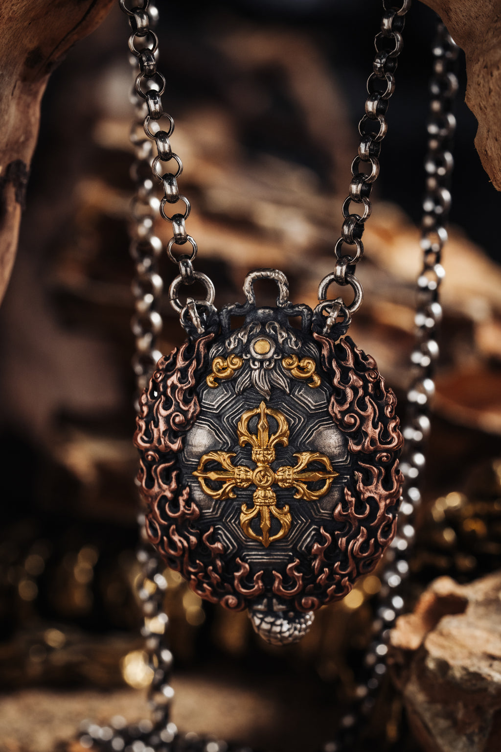 Nine Square Zodiac Amulet Necklace | S925 Silver & 24K Gold Plated | Tibetan Buddhist Protection Charm | Spiritual Gift