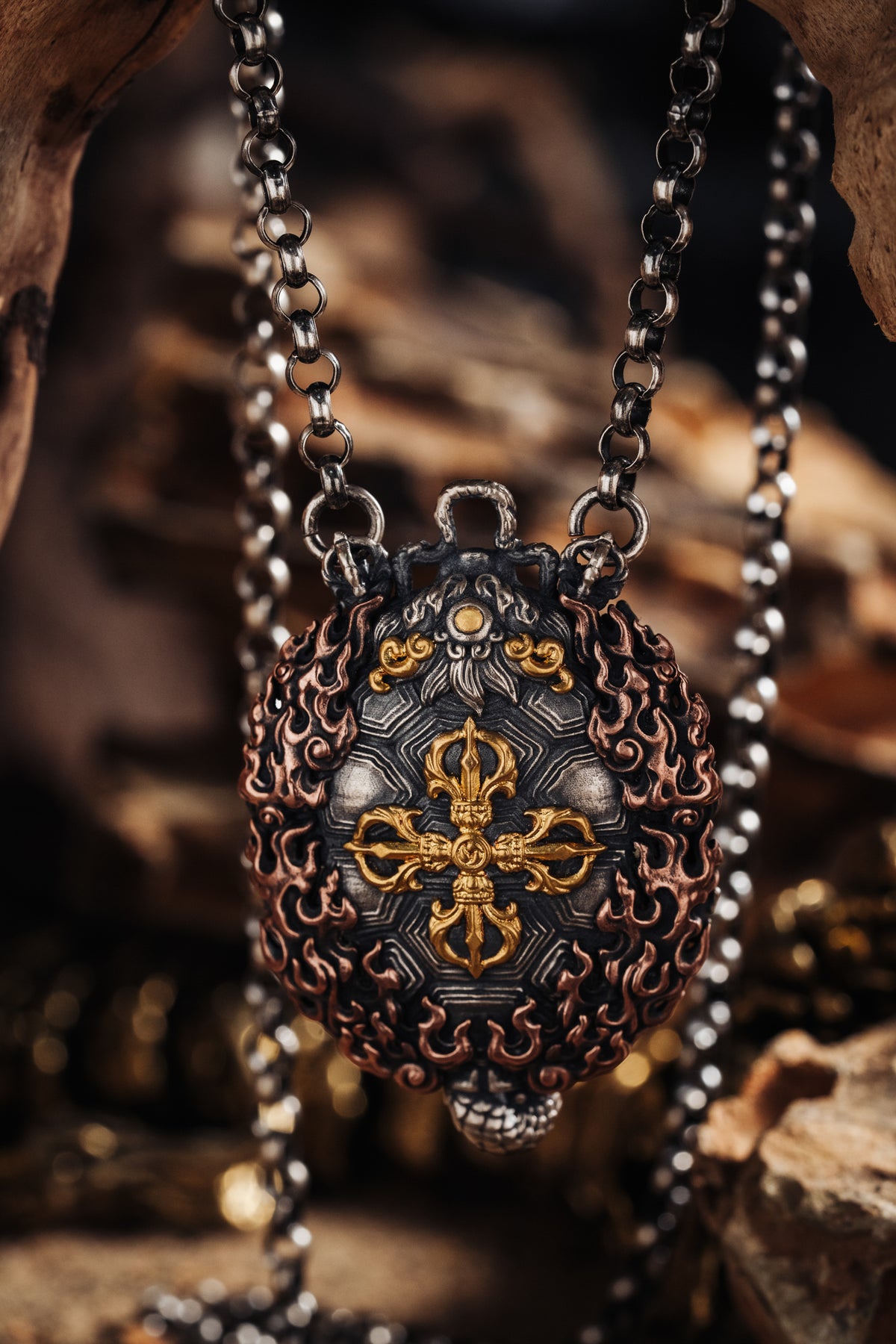 Nine Square Zodiac Amulet Necklace | S925 Silver & 24K Gold Plated | Tibetan Buddhist Protection Charm | Spiritual Gift