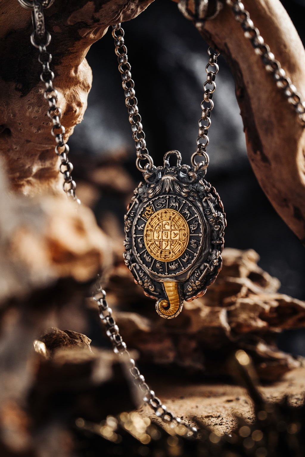 Nine Square Zodiac Amulet Necklace | S925 Silver & 24K Gold Plated | Tibetan Buddhist Protection Charm | Spiritual Gift