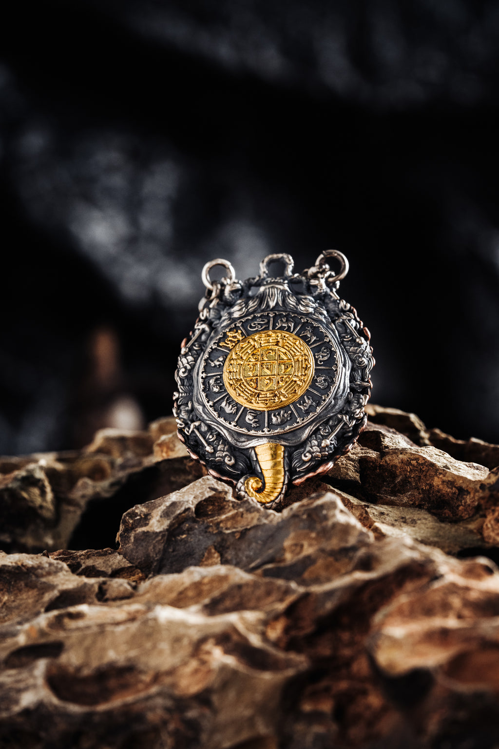 Nine Square Zodiac Amulet Necklace | S925 Silver & 24K Gold Plated | Tibetan Buddhist Protection Charm | Spiritual Gift