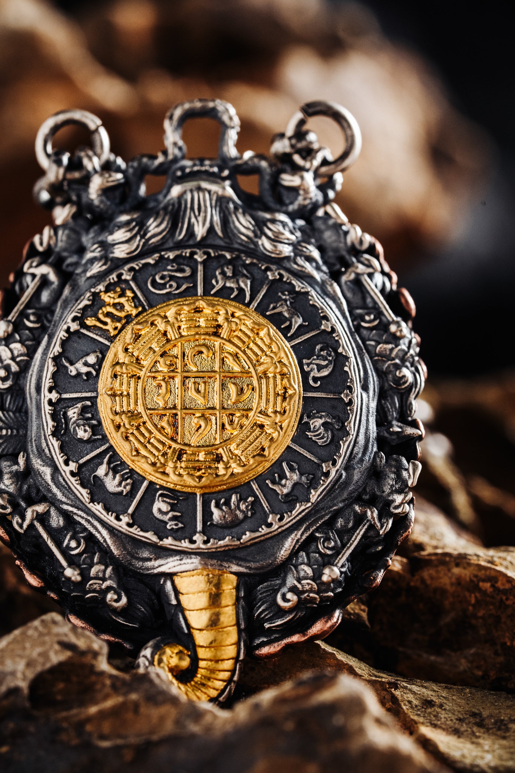 Nine Square Zodiac Amulet Necklace | S925 Silver & 24K Gold Plated | Tibetan Buddhist Protection Charm | Spiritual Gift