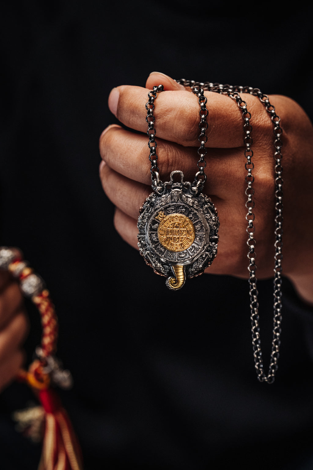 Nine Square Zodiac Amulet Necklace | S925 Silver & 24K Gold Plated | Tibetan Buddhist Protection Charm | Spiritual Gift