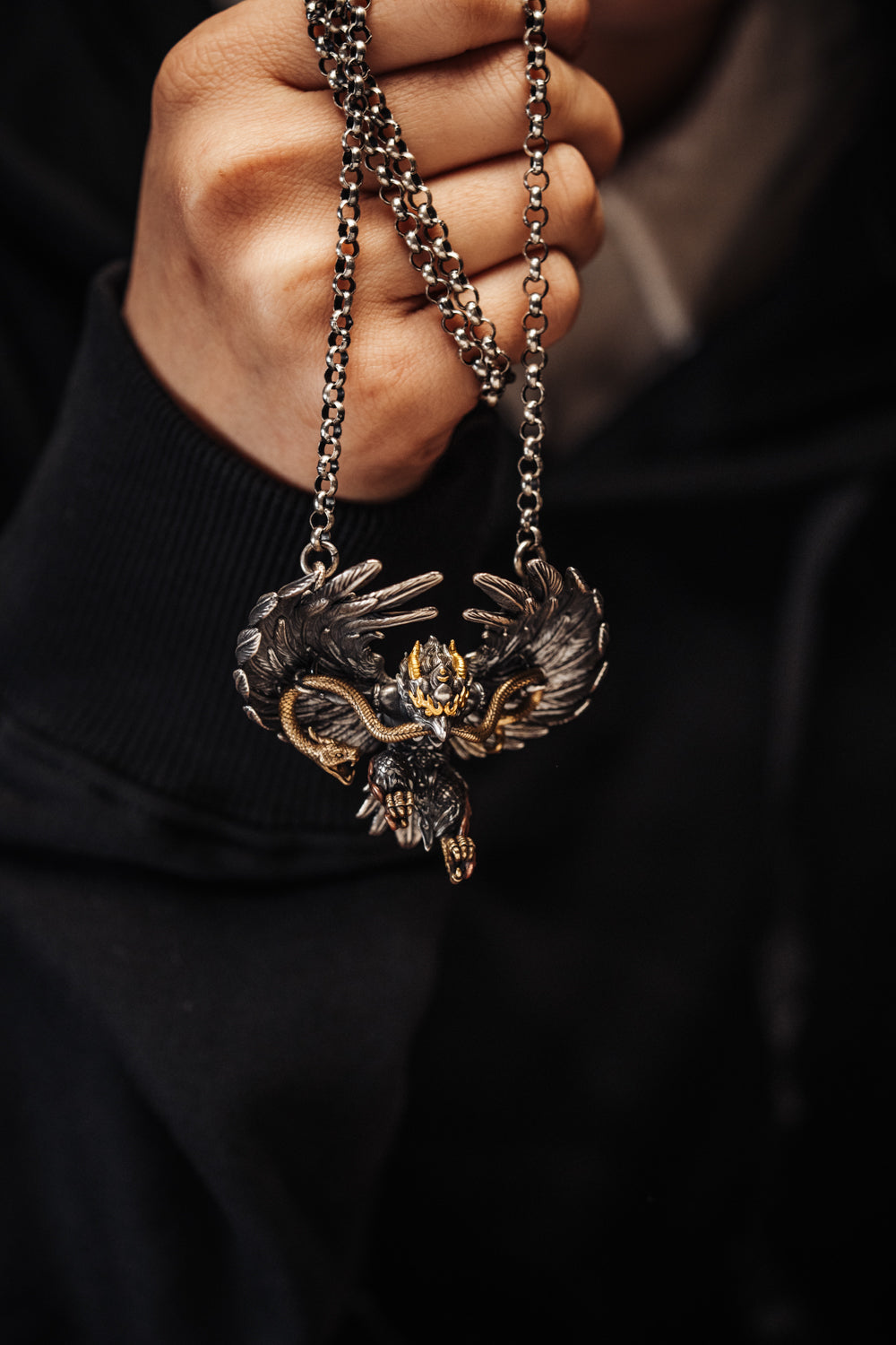 Garuda S925 Silver Pendant | Handcrafted 24K Fire-Gilded Tibetan Amulet