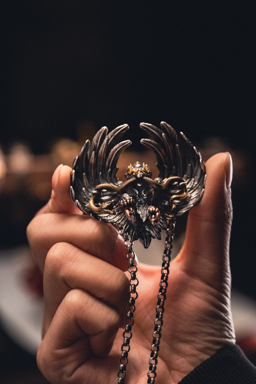 Garuda S925 Silver Pendant | Handcrafted 24K Fire-Gilded Tibetan Amulet