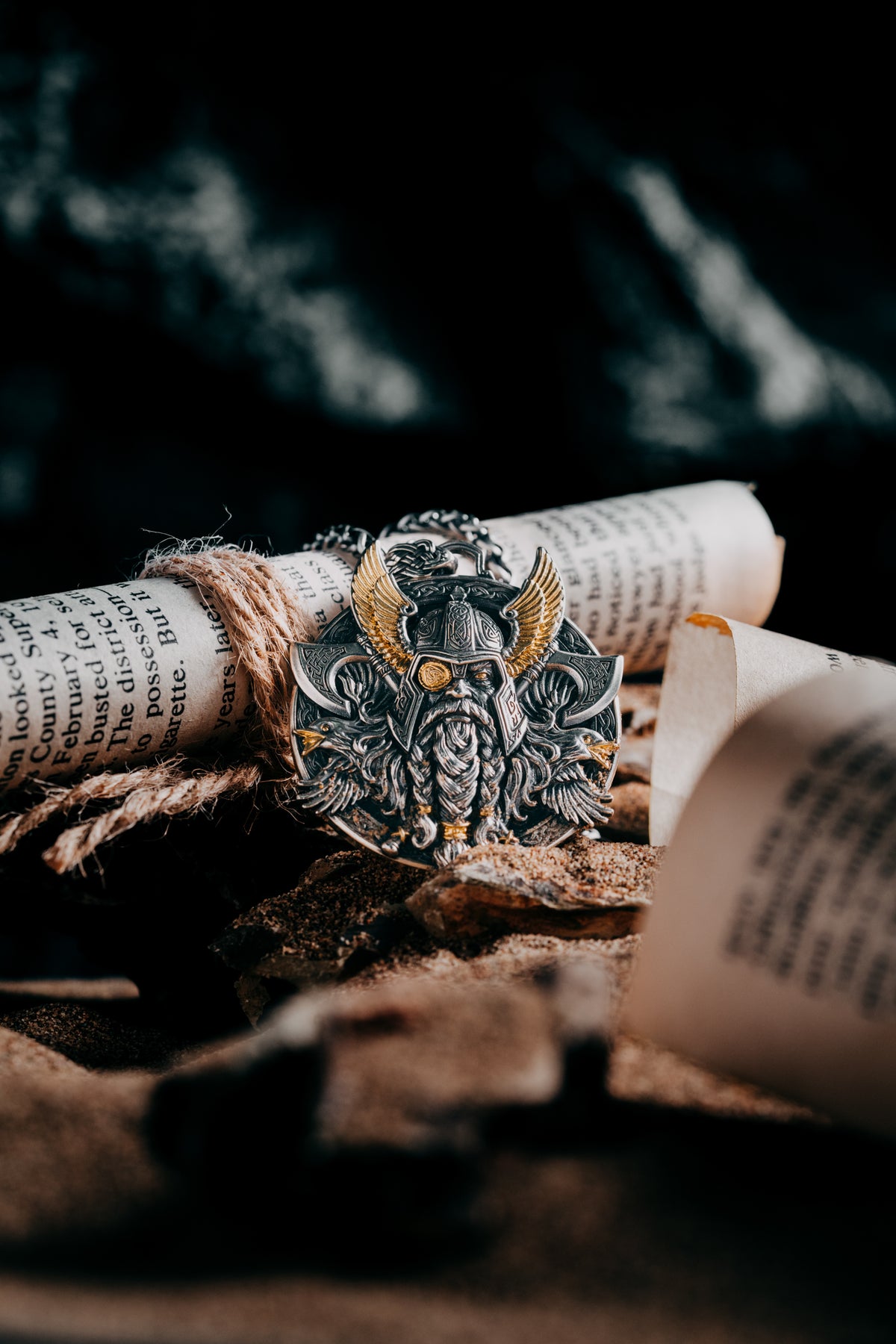 Odin Pendant Necklace – S925 Silver & 24K Gold, Norse Viking Jewelry, Men's Gift