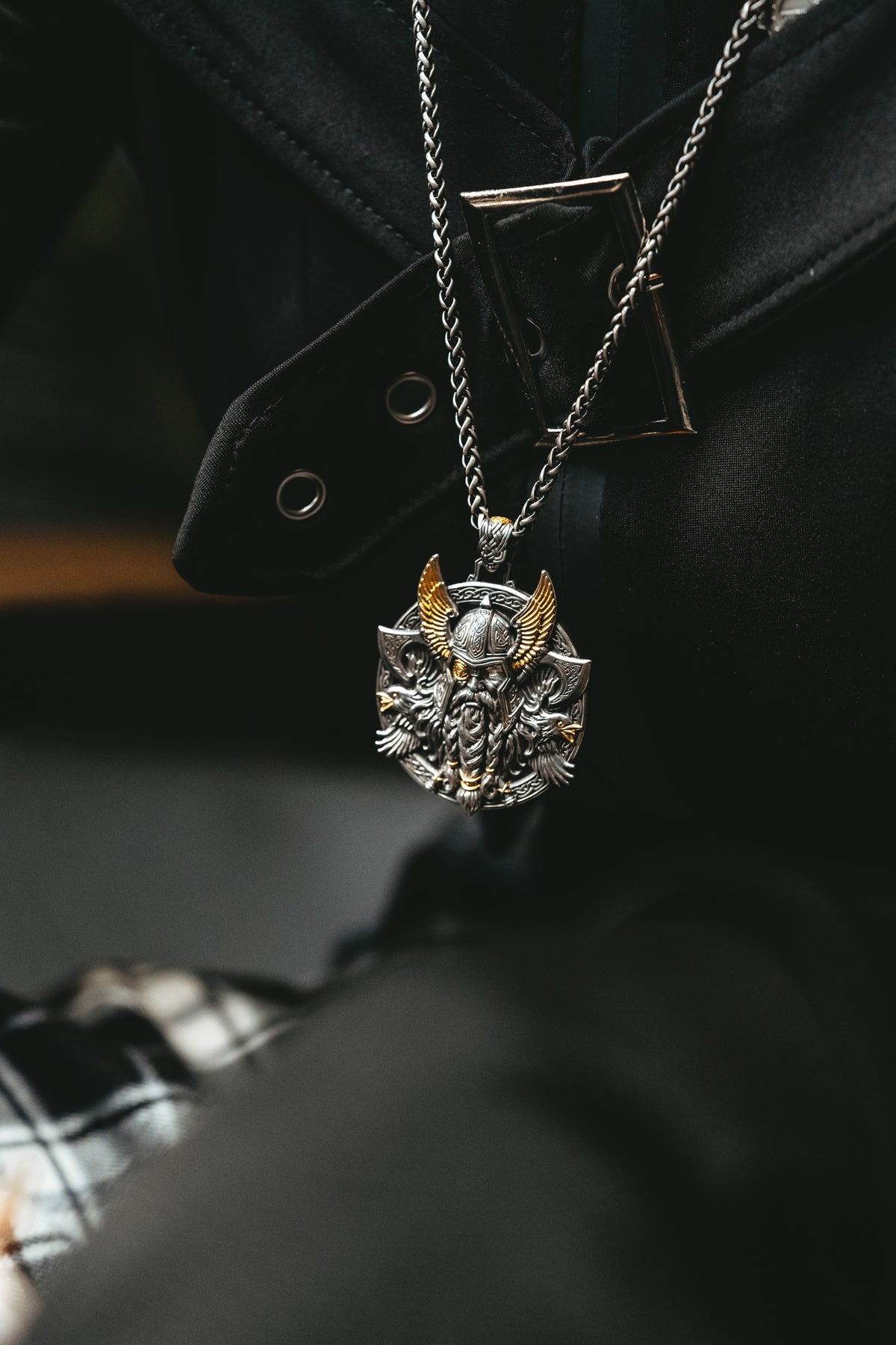 Odin Pendant Necklace – S925 Silver & 24K Gold, Norse Viking Jewelry, Men's Gift