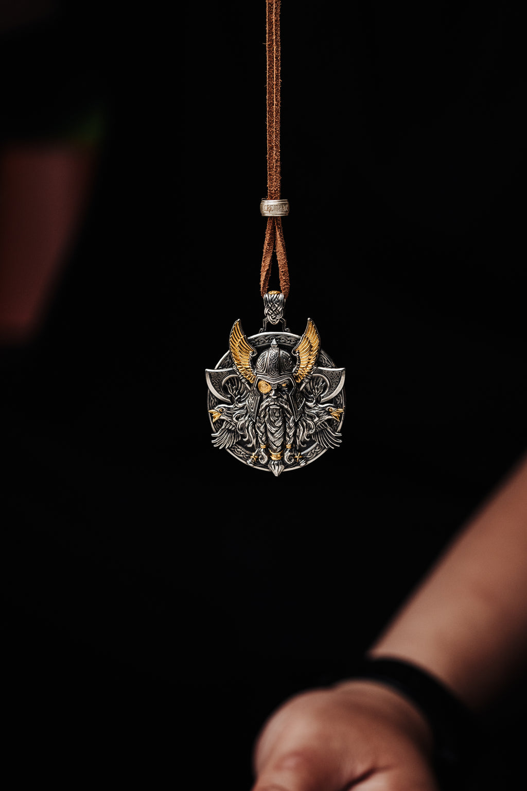Odin Pendant Necklace – S925 Silver & 24K Gold, Norse Viking Jewelry, Men's Gift