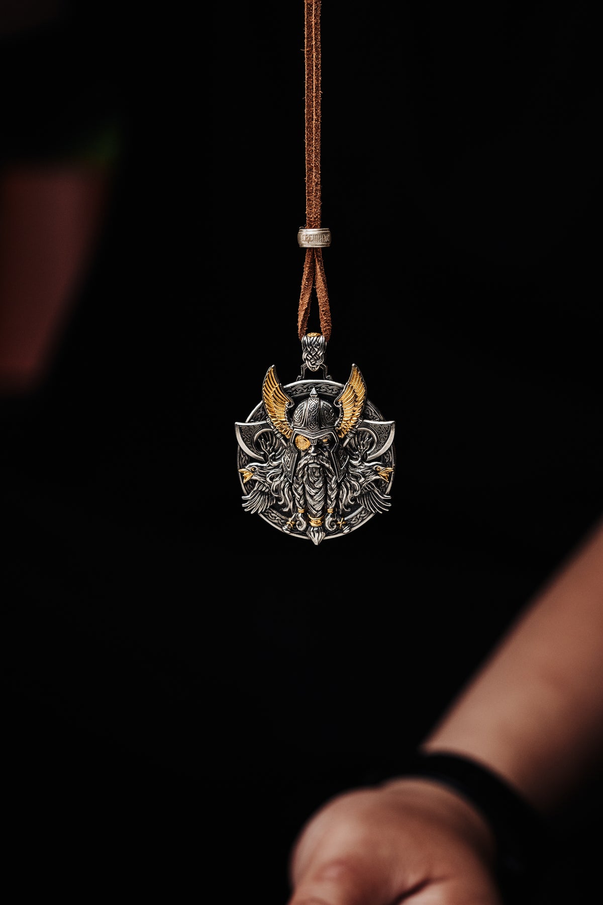 Odin Pendant Necklace – S925 Silver & 24K Gold, Norse Viking Jewelry, Men's Gift