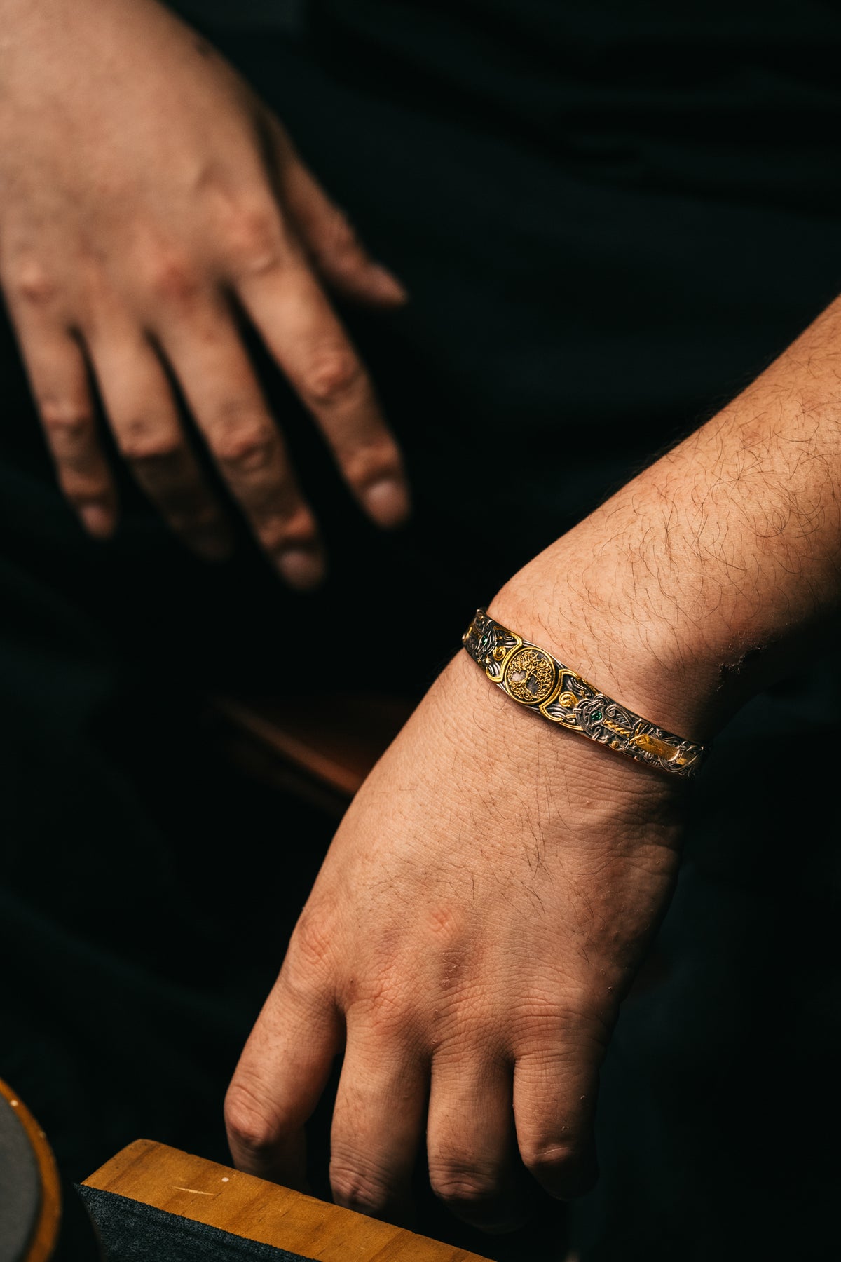Son of the Forest Silver Bangle | S925 & 24K Gold Plated | Handcrafted Nordic Viking Jewelry Gift