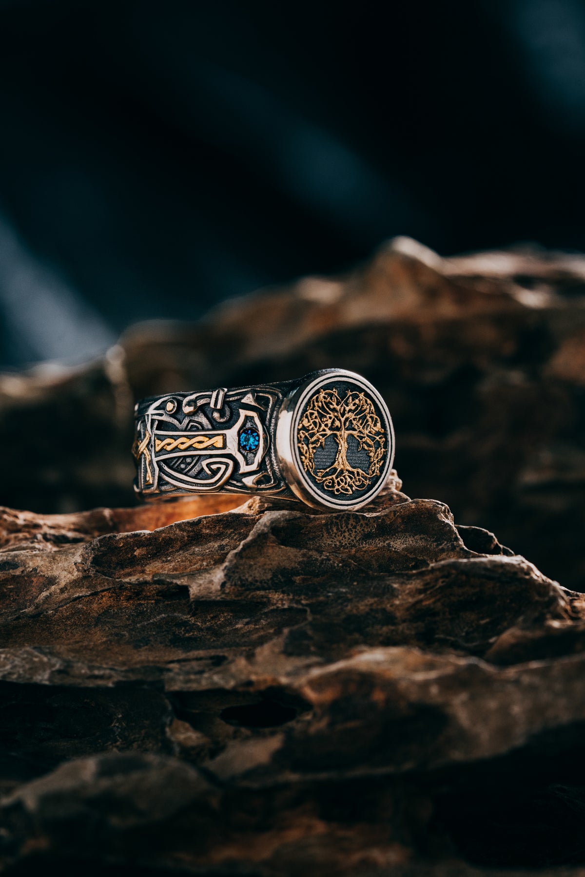 Son of the Forest Silver Ring | S925 & 24K Gold Plated | Handmade Nature Jewelry | Spiritual Gift for Him Her