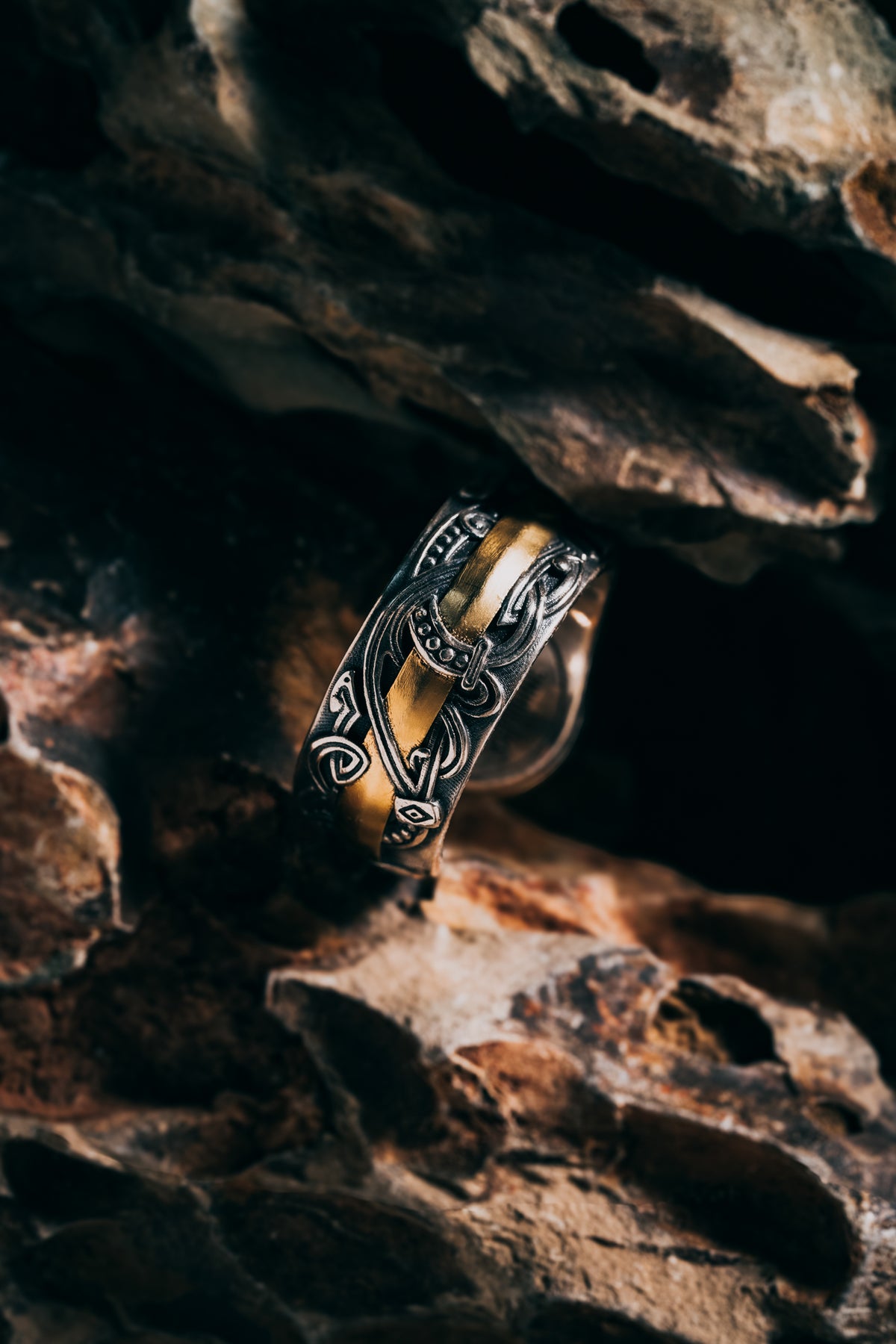 Son of the Forest Silver Ring | S925 & 24K Gold Plated | Handmade Nature Jewelry | Spiritual Gift for Him Her