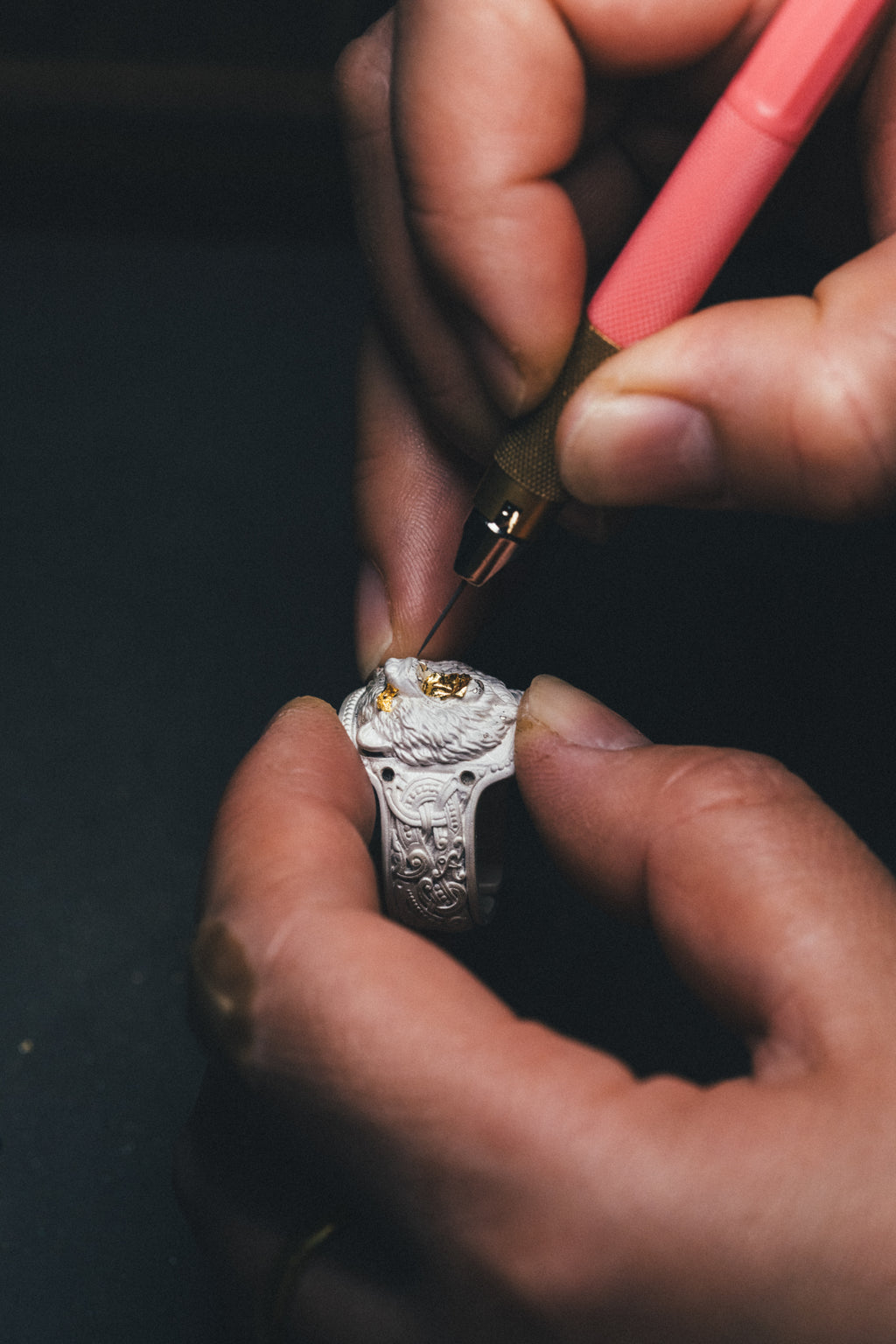 Forest Bear Silver Ring | 24K Gold Plated S925 | Nordic Animal Totem Jewelry