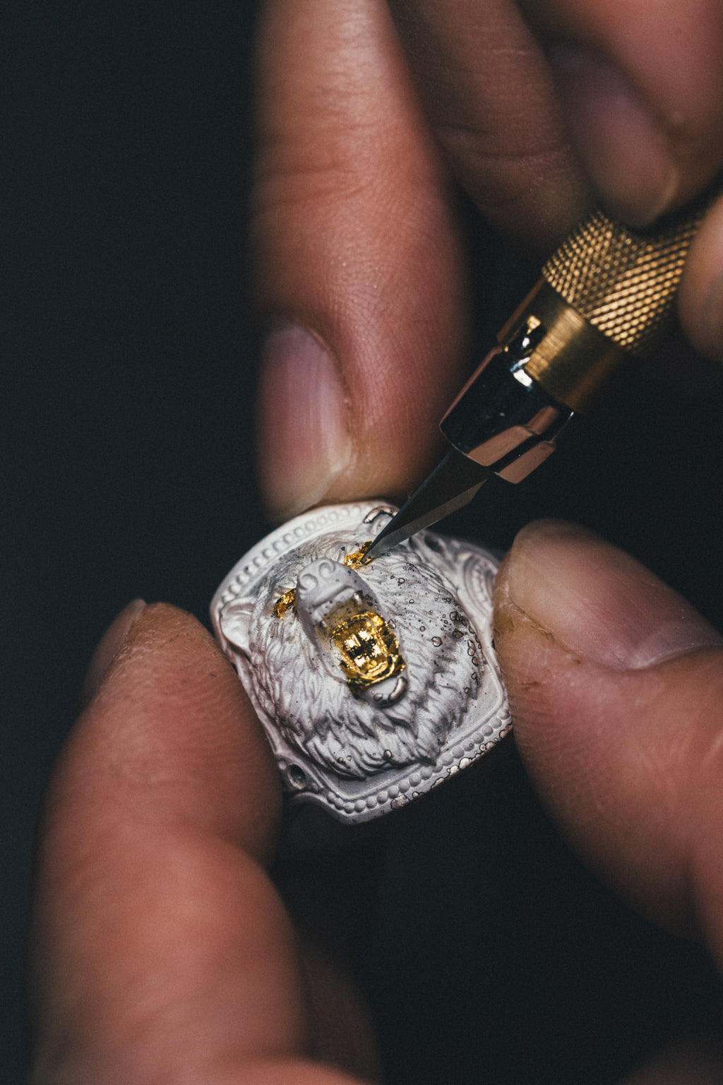 Forest Bear Silver Ring | 24K Gold Plated S925 | Nordic Animal Totem Jewelry