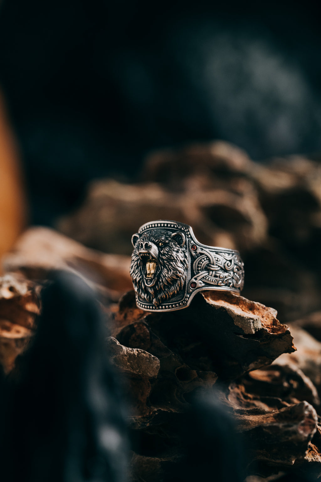 Forest Bear Silver Ring | 24K Gold Plated S925 | Nordic Animal Totem Jewelry