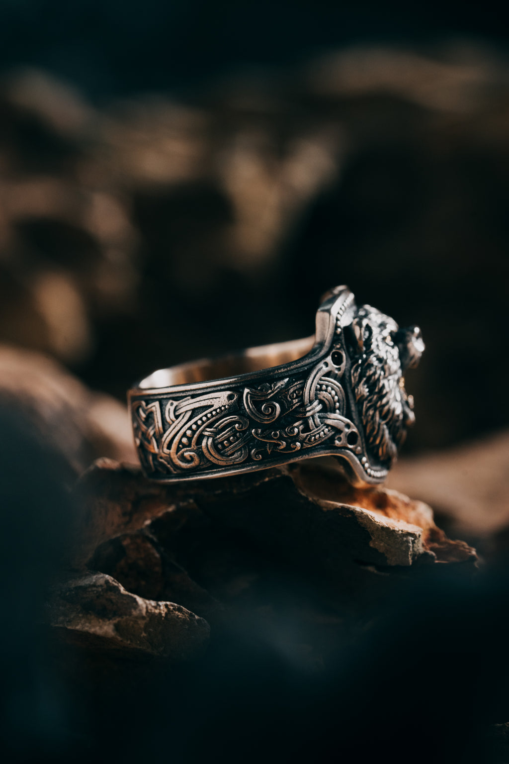 Forest Bear Silver Ring | 24K Gold Plated S925 | Nordic Animal Totem Jewelry