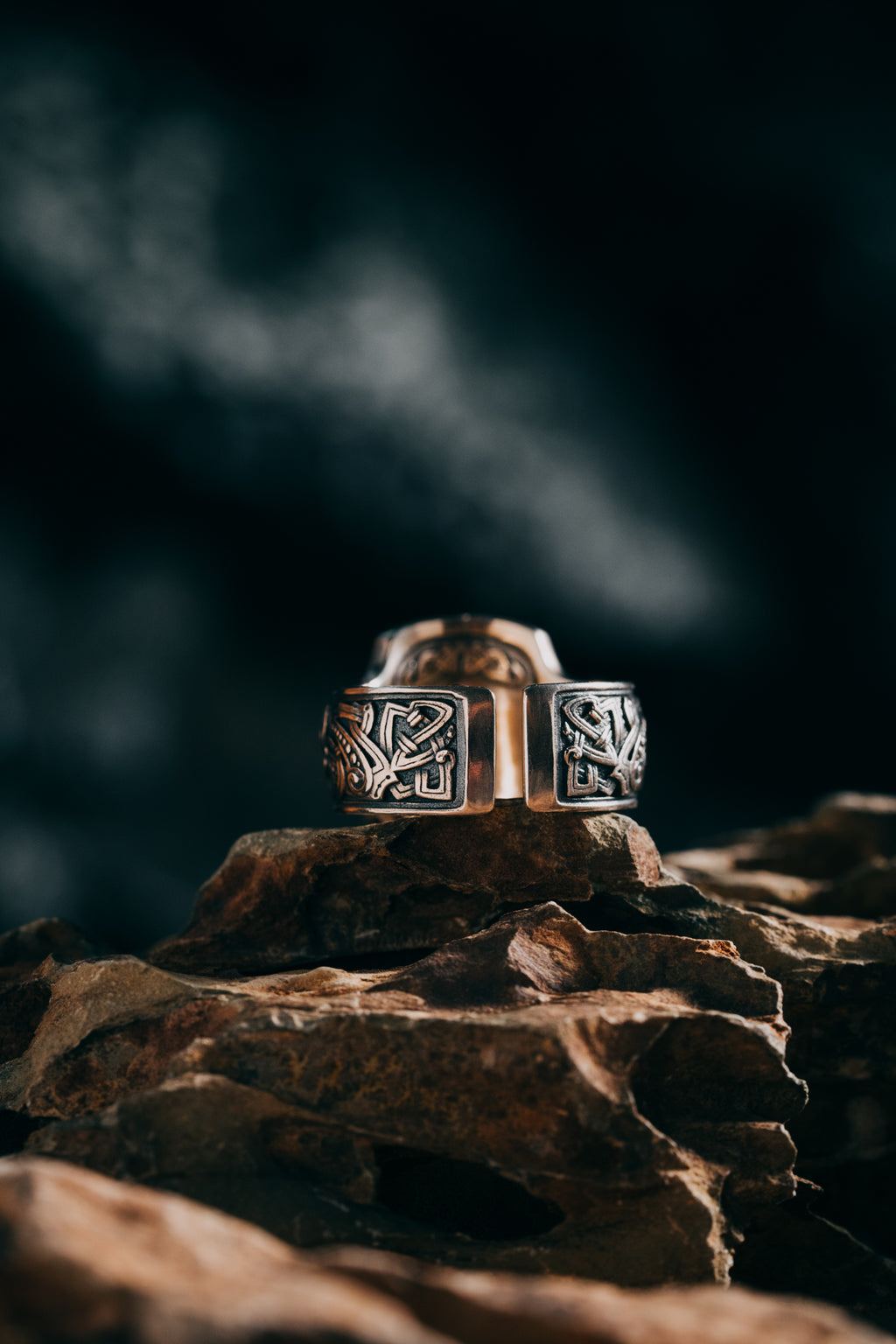 Forest Bear Silver Ring | 24K Gold Plated S925 | Nordic Animal Totem Jewelry