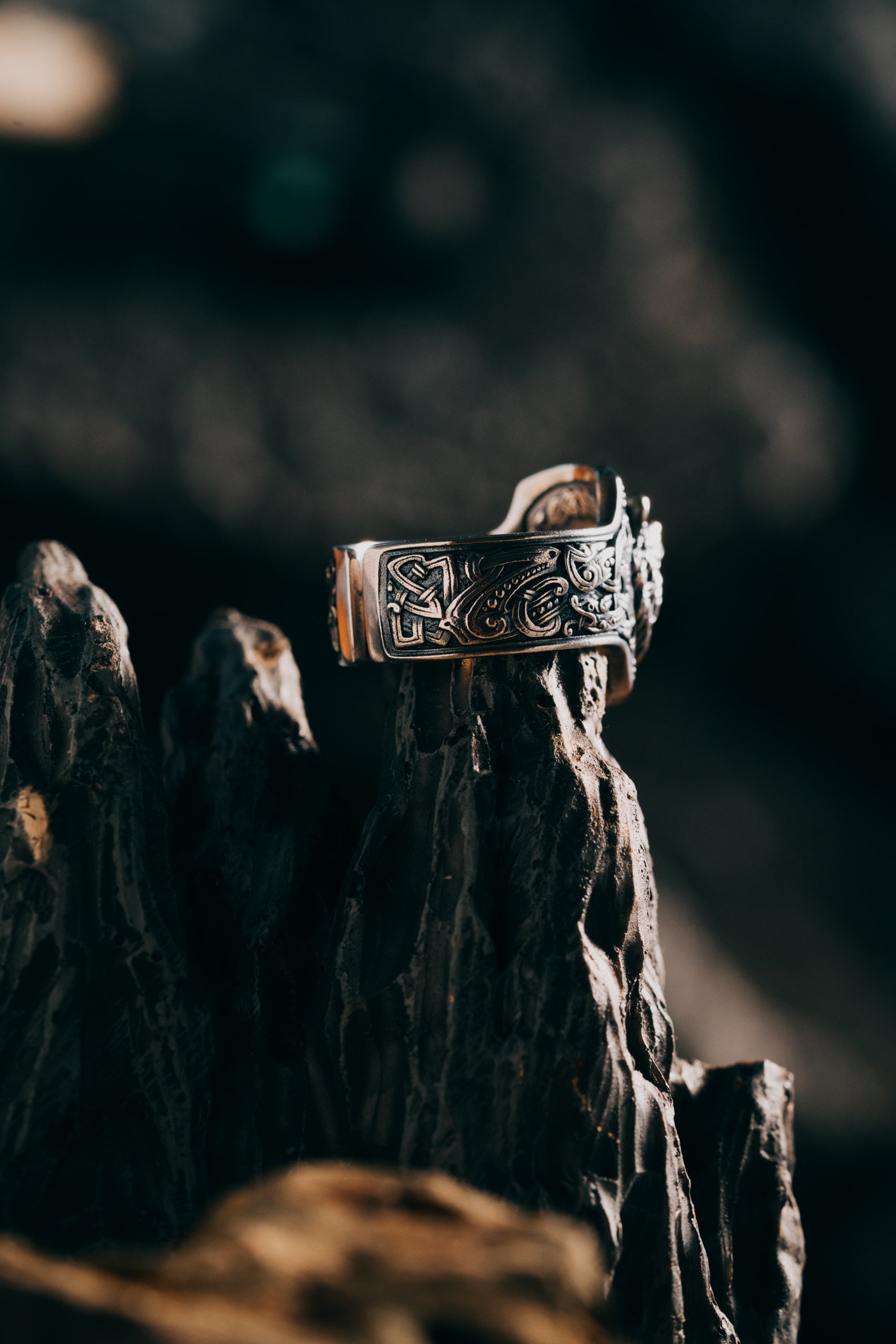 Forest Bear Silver Ring | 24K Gold Plated S925 | Nordic Animal Totem Jewelry