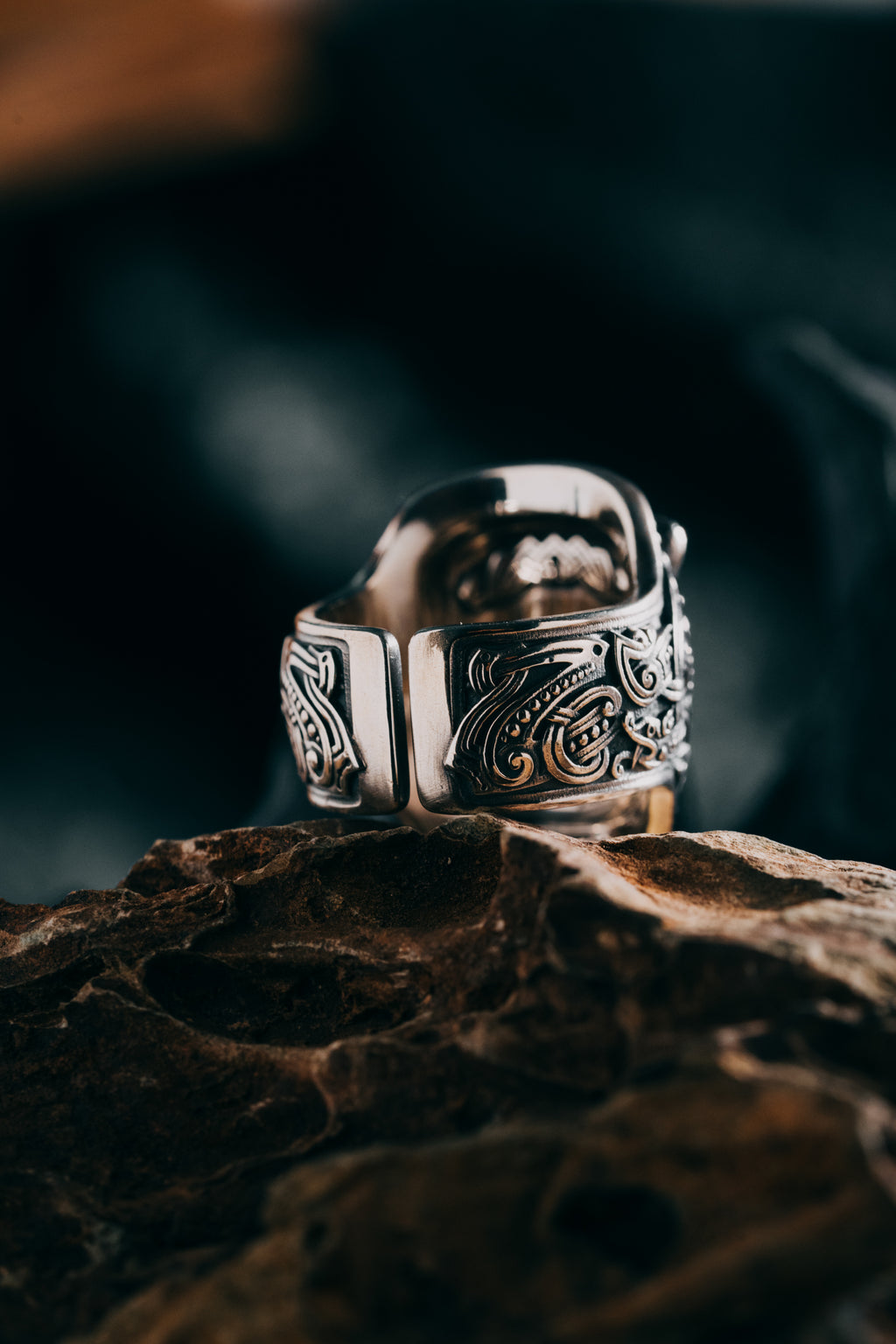 Forest Bear Silver Ring | 24K Gold Plated S925 | Nordic Animal Totem Jewelry