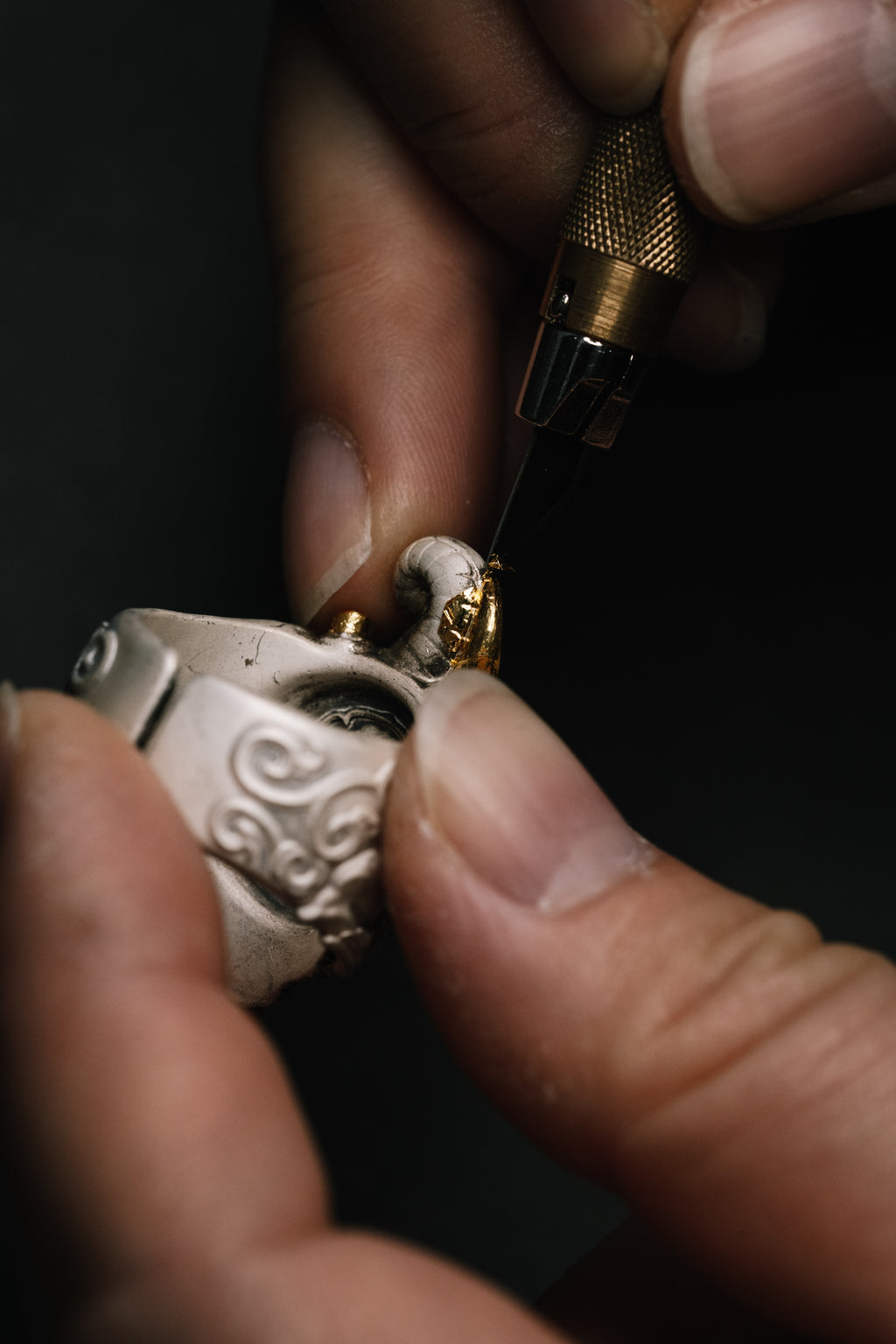 Broken Tusk Ganesha Ring | S925 Silver & 24K Gold Plated | Handmade Buddhist Jewelry | Spiritual Gift for Him
