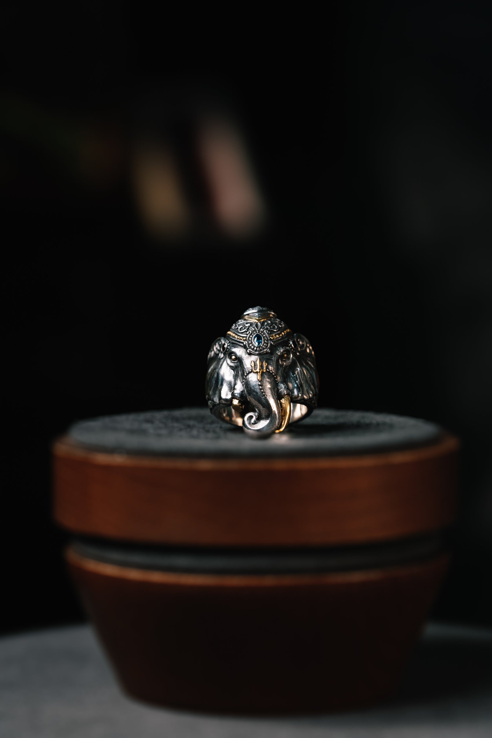 Broken Tusk Ganesha Ring | S925 Silver & 24K Gold Plated | Handmade Buddhist Jewelry | Spiritual Gift for Him
