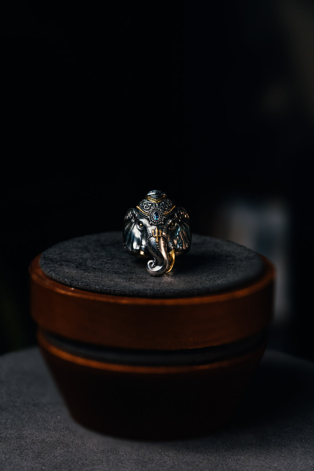 Broken Tusk Ganesha Ring | S925 Silver & 24K Gold Plated | Handmade Buddhist Jewelry | Spiritual Gift for Him