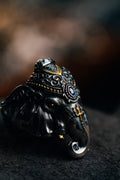 Broken Tusk Ganesha Ring | S925 Silver & 24K Gold Plated | Handmade Buddhist Jewelry | Spiritual Gift for Him