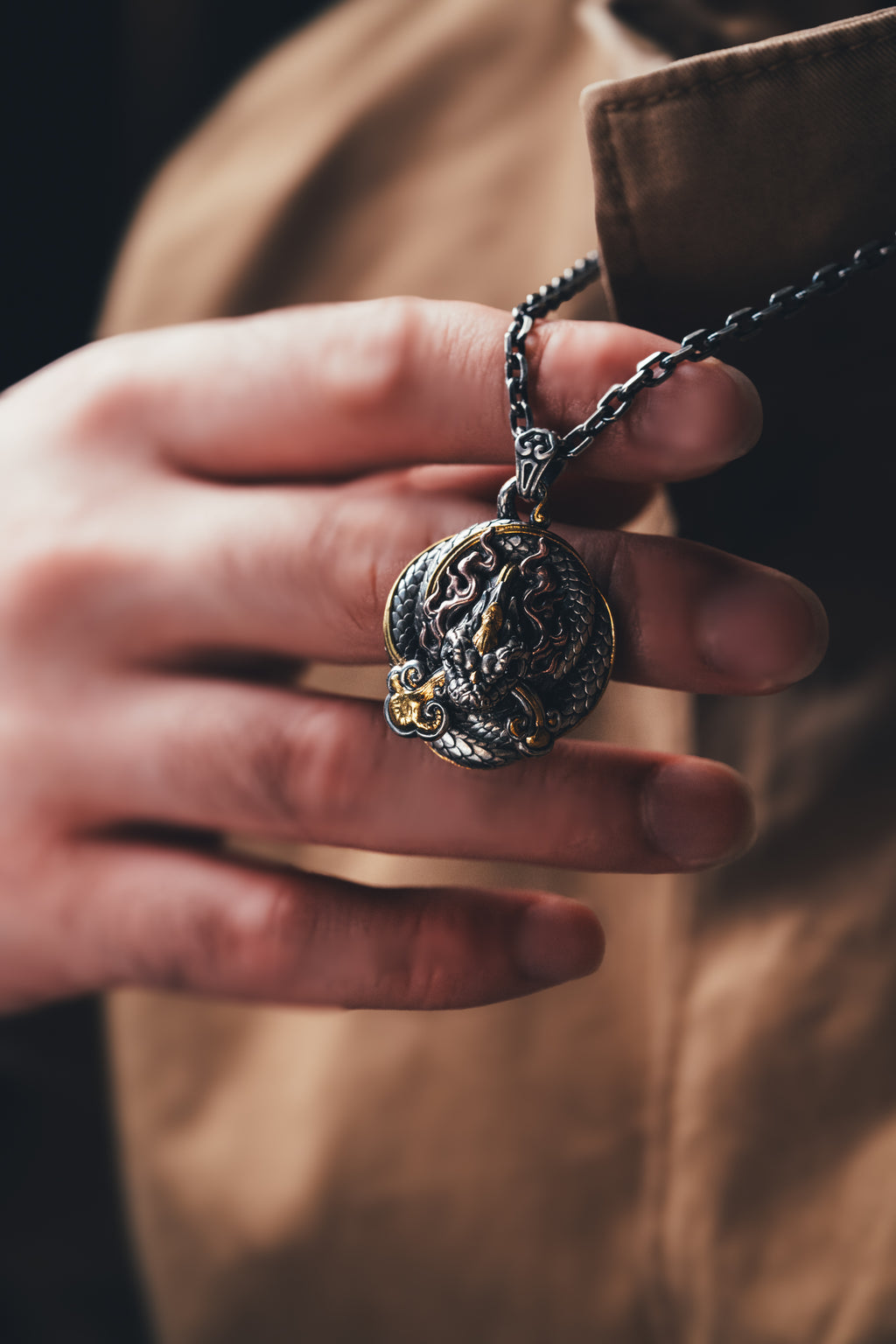 Naga Serpent God Pendant | S925 Silver & 24K Gold Plated | Handmade Buddhist Amulet | Spiritual Jewelry