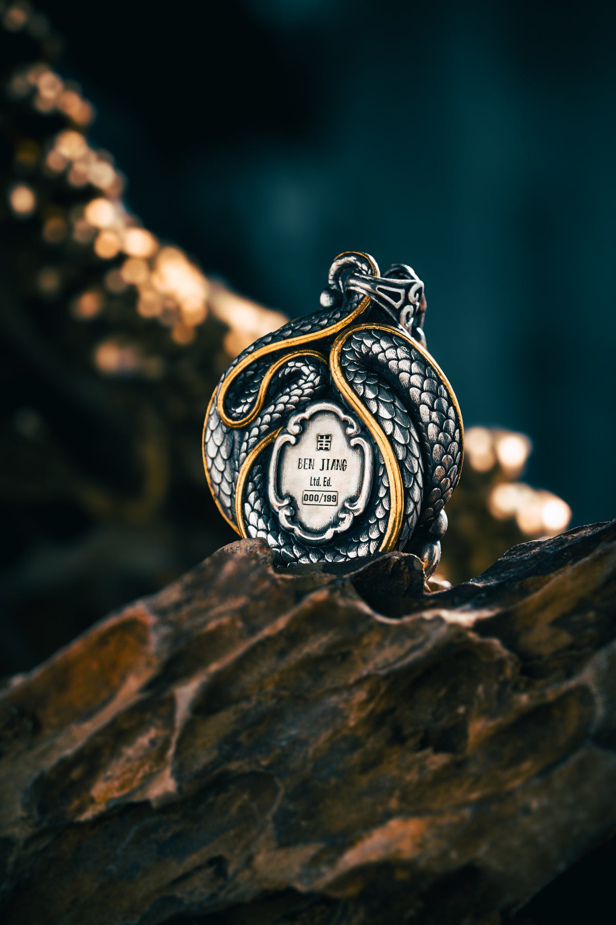 Naga Serpent God Pendant | S925 Silver & 24K Gold Plated | Handmade Buddhist Amulet | Spiritual Jewelry