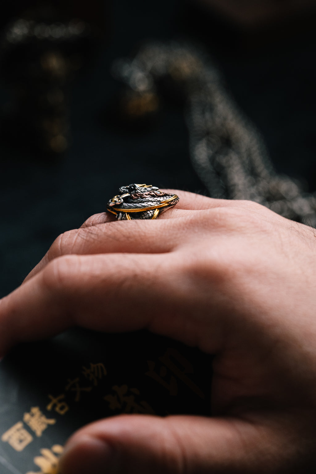 Sacred Snake Ring | S925 Silver & 24K Gold | Handcrafted Serpent Amulet | Mystical Protection Jewelry