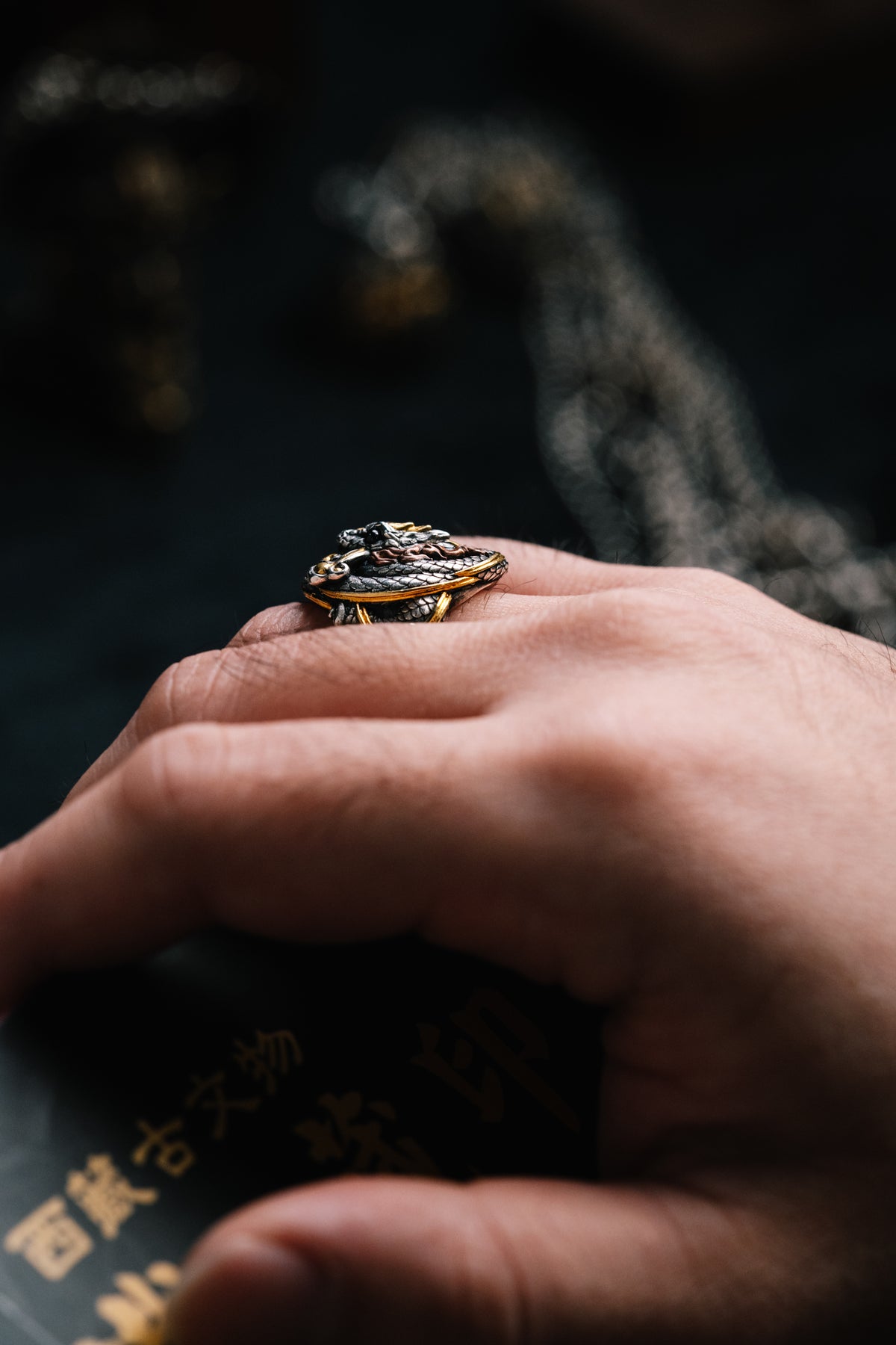 Sacred Snake Ring | S925 Silver & 24K Gold | Handcrafted Serpent Amulet | Mystical Protection Jewelry