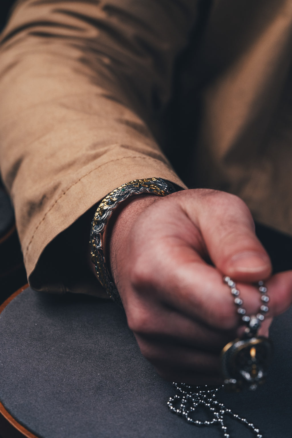Mystical Serpent Bangle | S925 Sterling Silver with 24K Gold | Handcrafted Snake Amulet | Transformation Jewelry