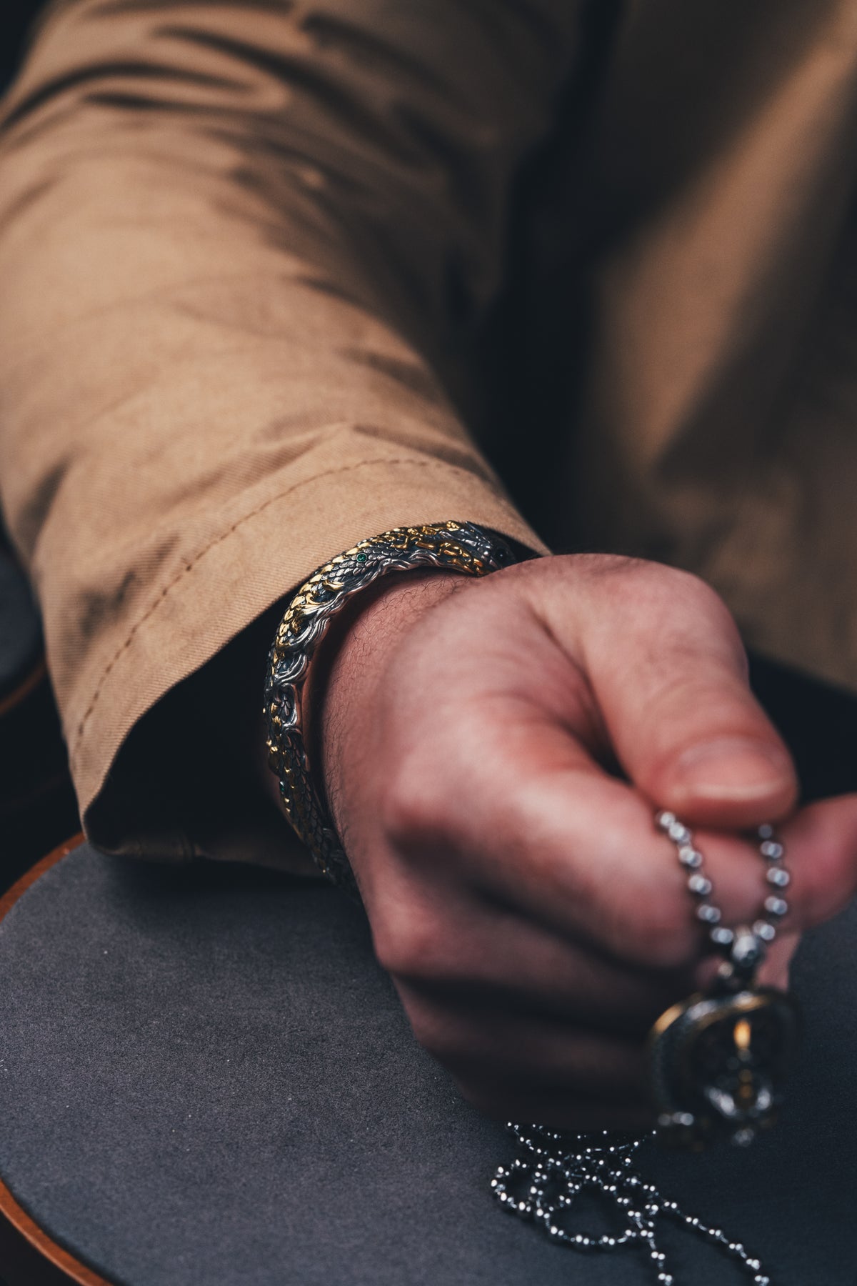 Mystical Serpent Bangle | S925 Sterling Silver with 24K Gold | Handcrafted Snake Amulet | Transformation Jewelry