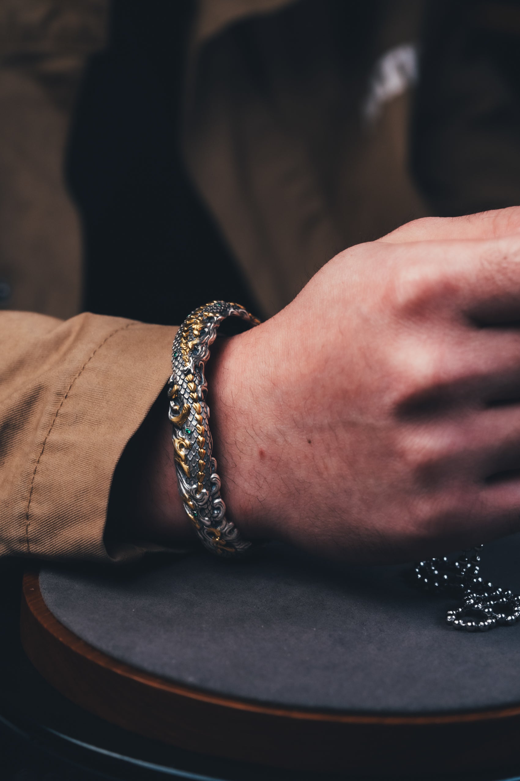 Mystical Serpent Bangle | S925 Sterling Silver with 24K Gold | Handcrafted Snake Amulet | Transformation Jewelry