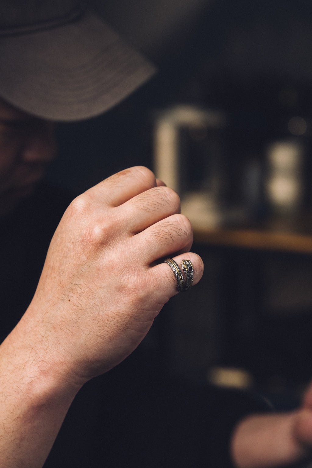 Garuda Garnet Open Ring | S925 Silver & 24K Gold | Buddhist Talisman | Handcrafted Sacred Jewelry
