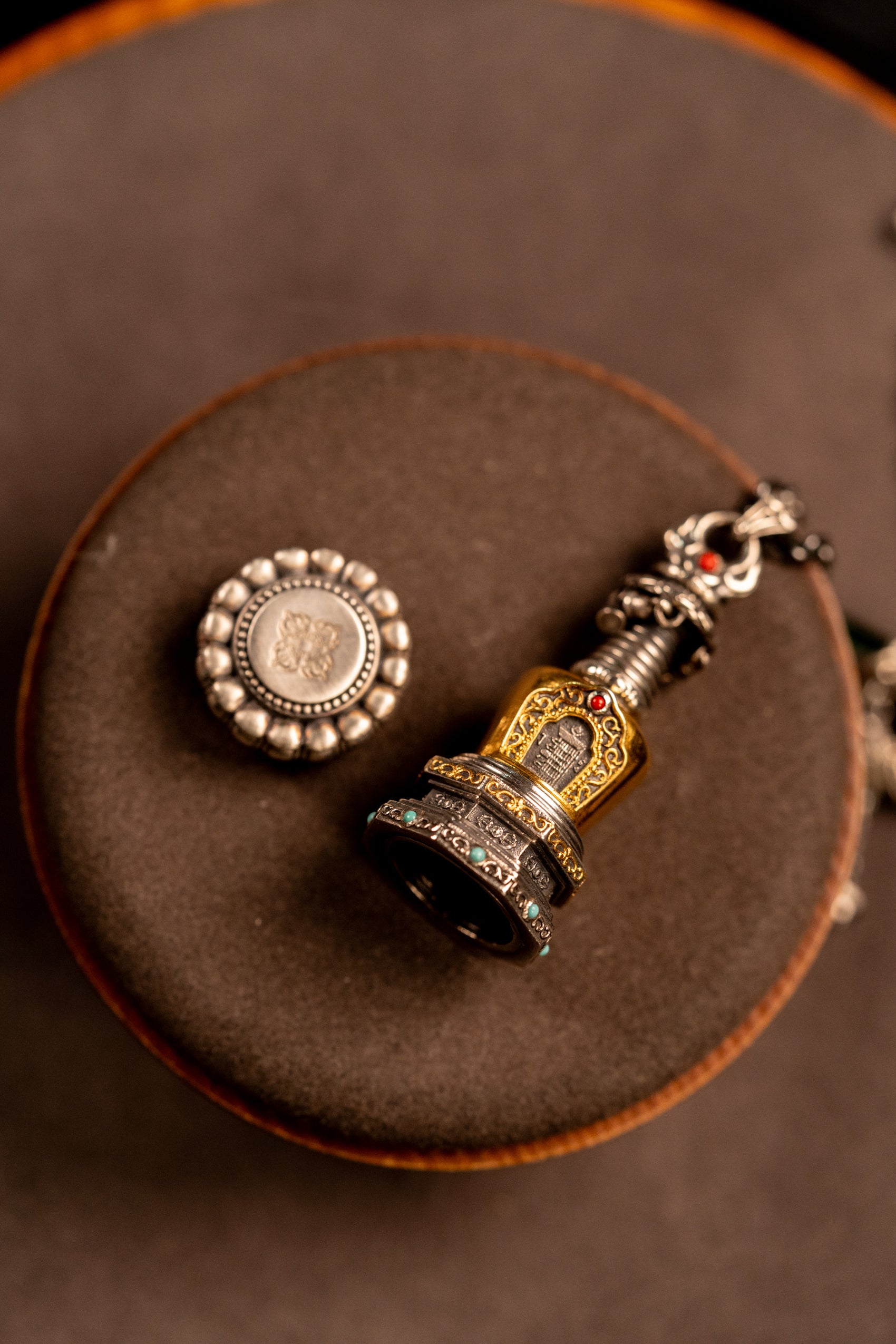 Tibetan Stupa Necklace | S925 Silver with 24K Gold | Rotating Relic Shrine | Handmade Buddhist Amulet