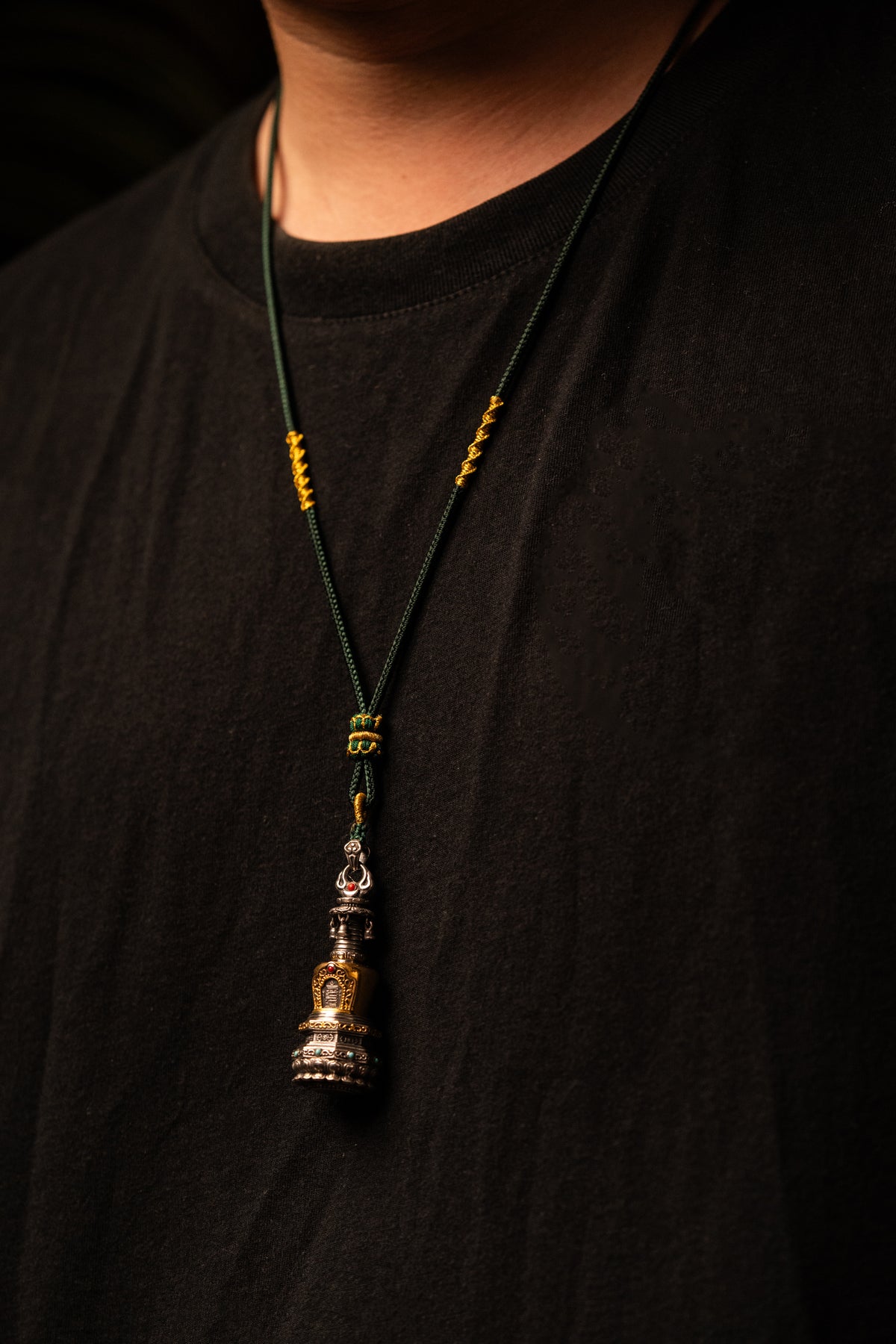 Tibetan Stupa Necklace | S925 Silver with 24K Gold | Rotating Relic Shrine | Handmade Buddhist Amulet