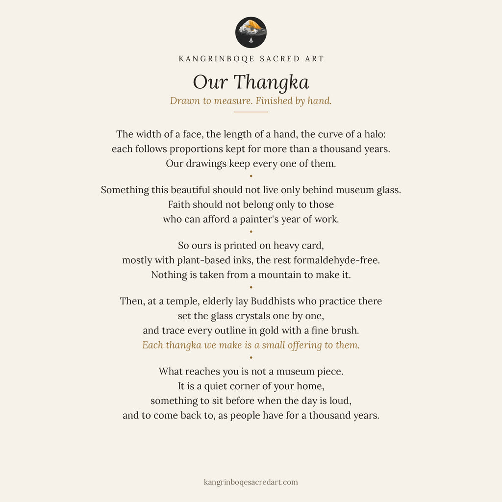 Our thangka: drawn to measure, finished by hand