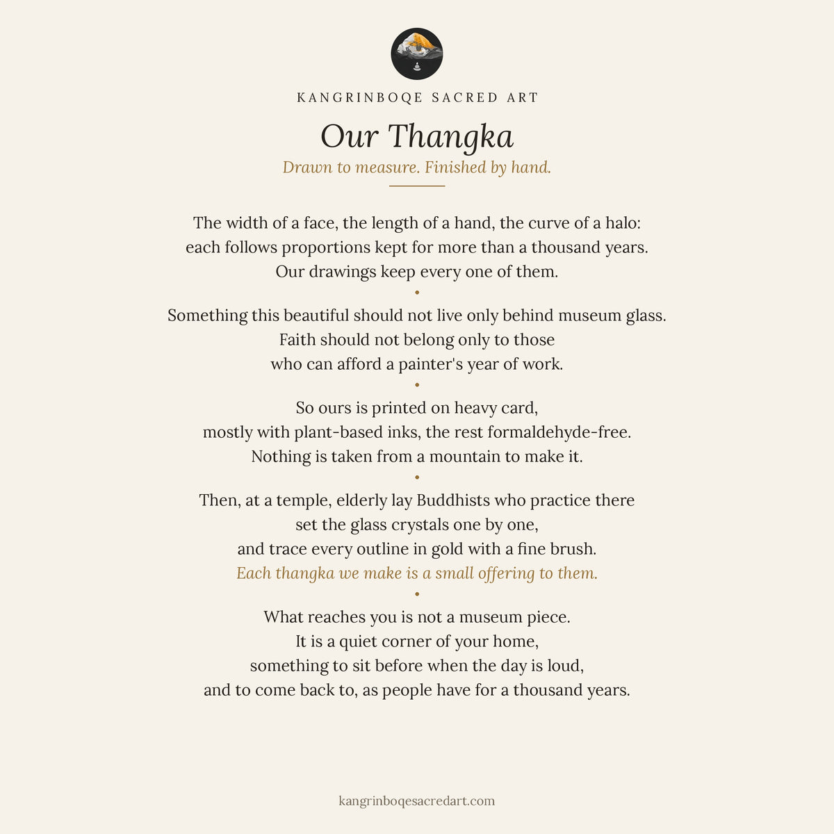 Our thangka: drawn to measure, finished by hand